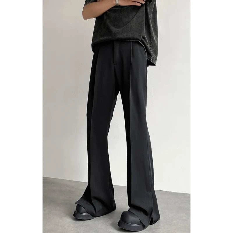 Brown Black Suit Pants Men Fashion Social Mens Dress Pants Korean Loose Casual Flared Pants Mens Office Formal Trousers M-2XL - MENLL