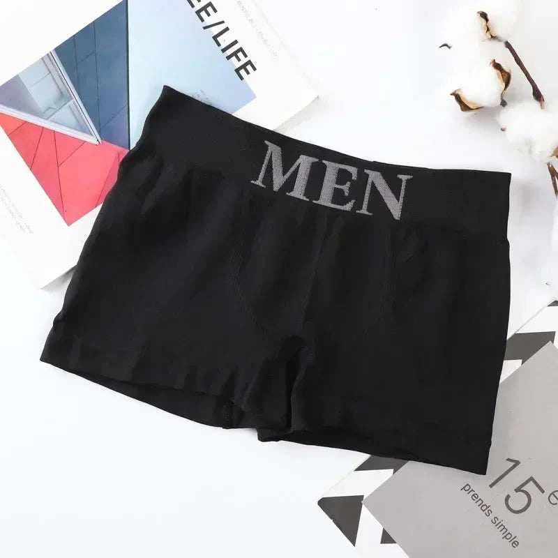 Stylish Comfort: Men's Trendy Letter Print Boxer Briefs - MENLL