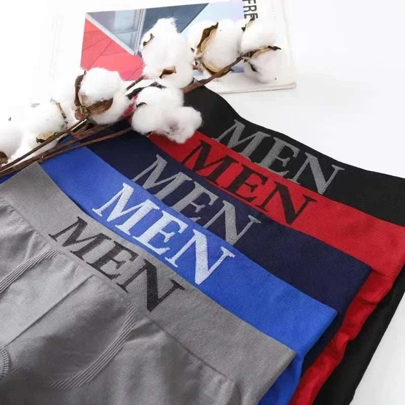 Stylish Comfort: Men's Trendy Letter Print Boxer Briefs - MENLL