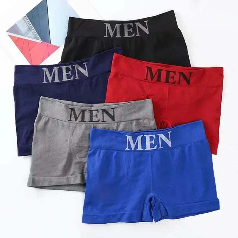 Stylish Comfort: Men's Trendy Letter Print Boxer Briefs - MENLL