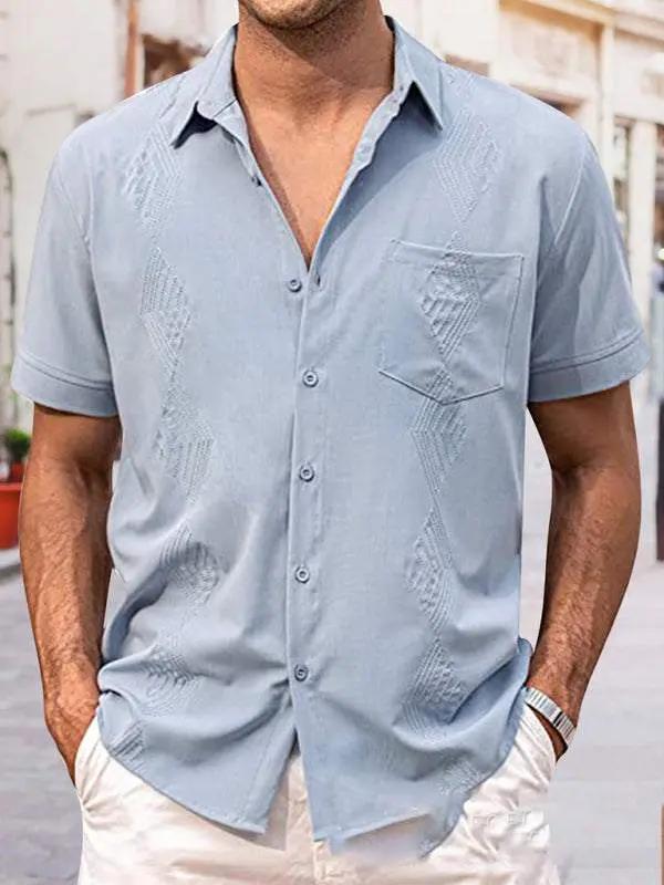 Chic British Slim Fit Short Sleeve Lapel Shirt for Youth - Perfect for Spring-Summer Style! - MENLL
