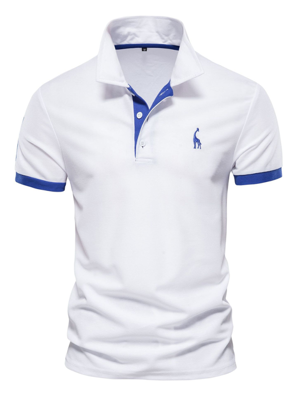Chic Deer Embroidered Men's Polo Shirt - Short Sleeve Lapel Design for Effortless Spring Style - MENLL