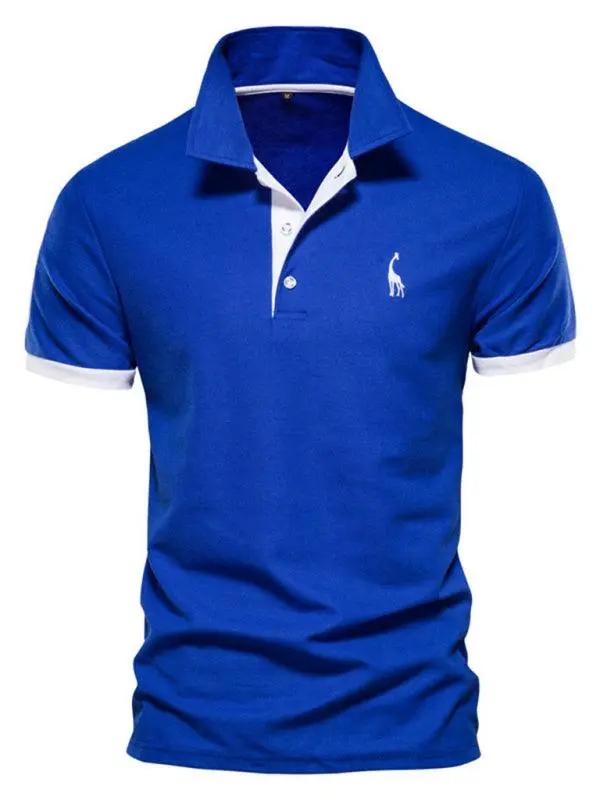 Chic Deer Embroidered Men's Polo Shirt - Short Sleeve Lapel Design for Effortless Spring Style - MENLL