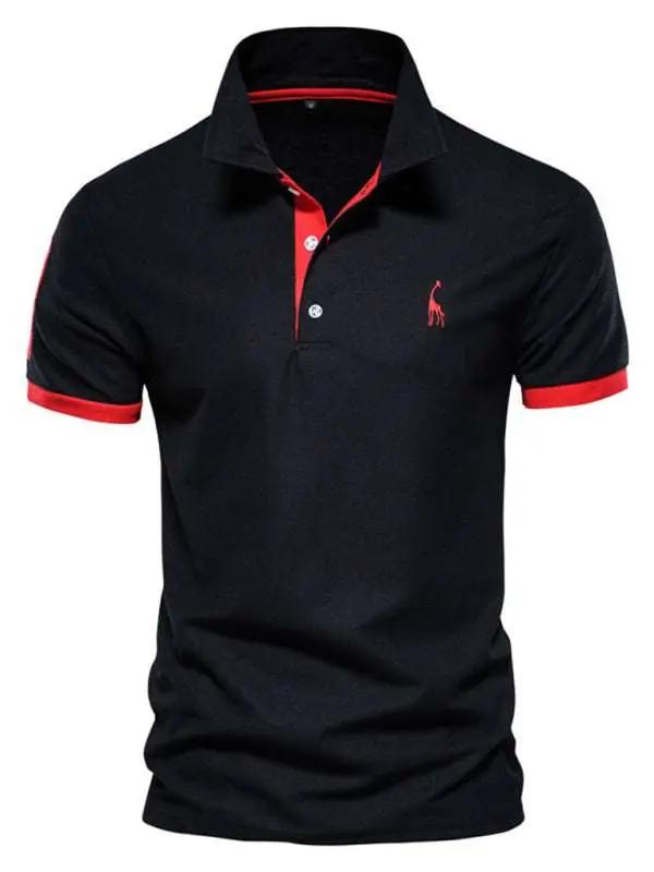 Chic Deer Embroidered Men's Polo Shirt - Short Sleeve Lapel Design for Effortless Spring Style - MENLL