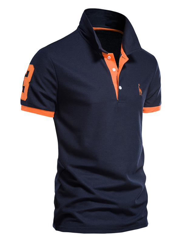 Chic Deer Embroidered Men's Polo Shirt - Short Sleeve Lapel Design for Effortless Spring Style - MENLL