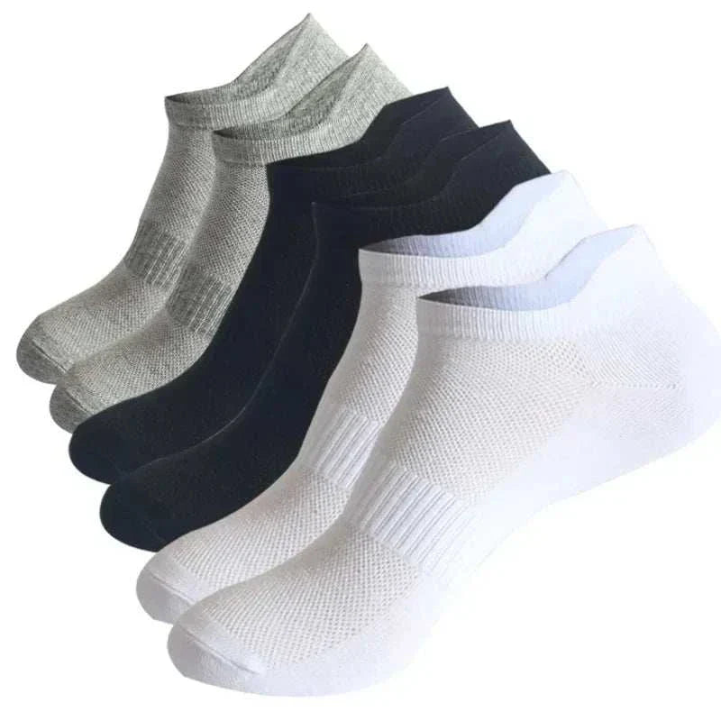 Stylish breathable cotton ankle socks pack with mesh design for sports and casual wear.