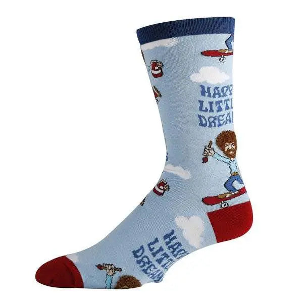 MENLL Happy Dreams Socks Men's Everyday Crew Socks Light Blue Soft & Comfy by MENLL