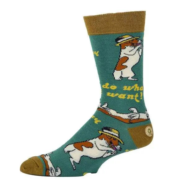 MENLL Jeans Socks Men's Cotton Crew Teal Novelty Print Funky Casual by MENLL