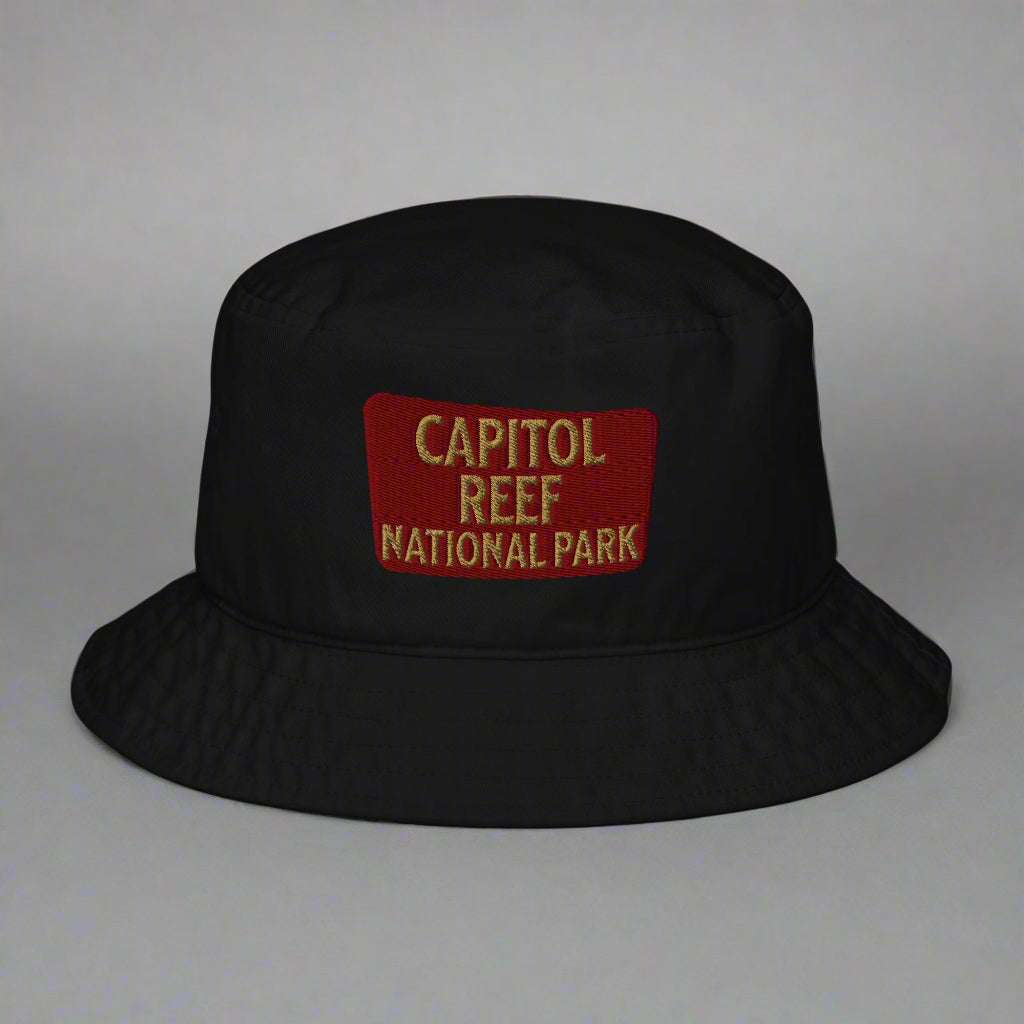 Capitol Reef National Park Sign Organic Cotton Embroidered Bucket Hat - MENLL