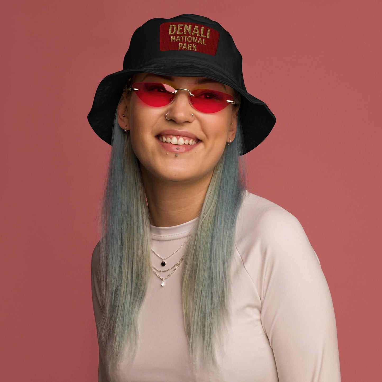 Denali National Park Sign Organic Embroidered Bucket Hat - MENLL