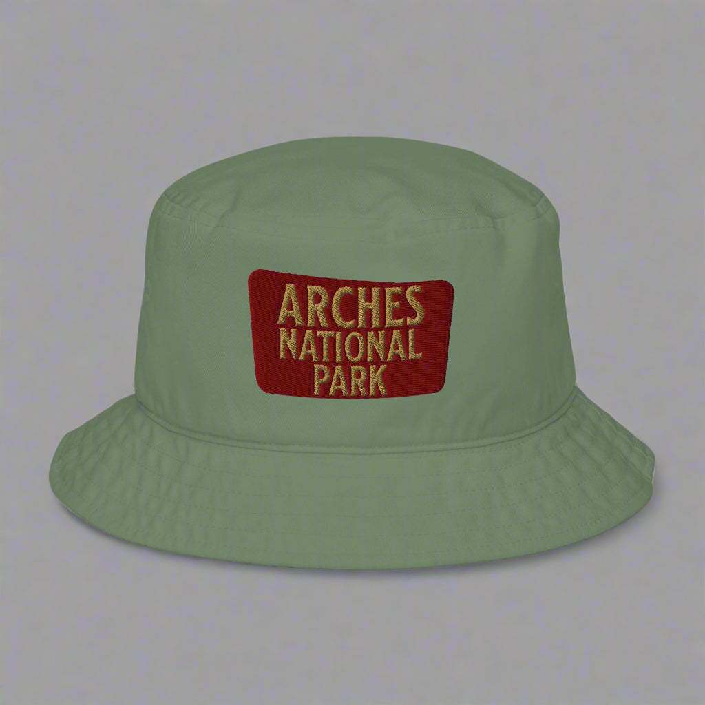 Arches National Park Sign Embroidered Organic Bucket Hat - MENLL