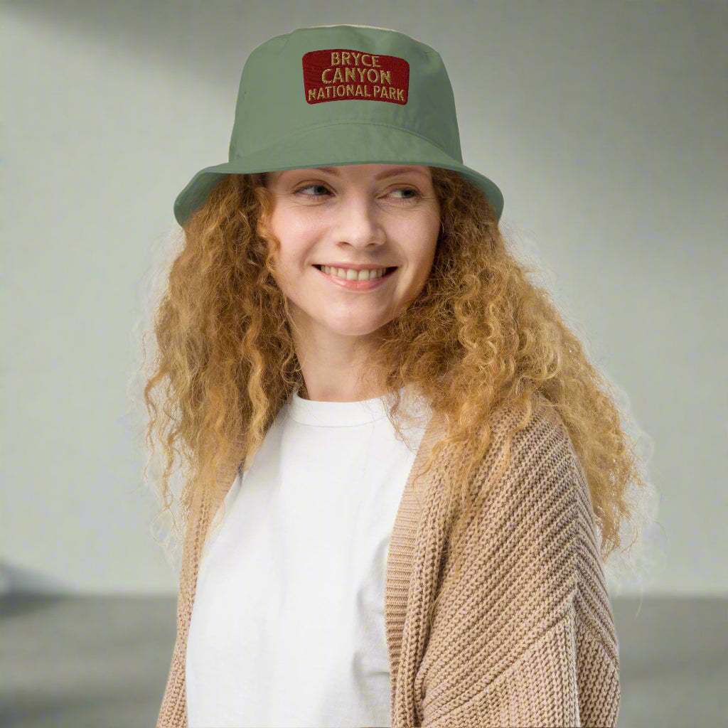 Bryce Canyon National Park Sign Embroidered Organic Bucket Hat - MENLL