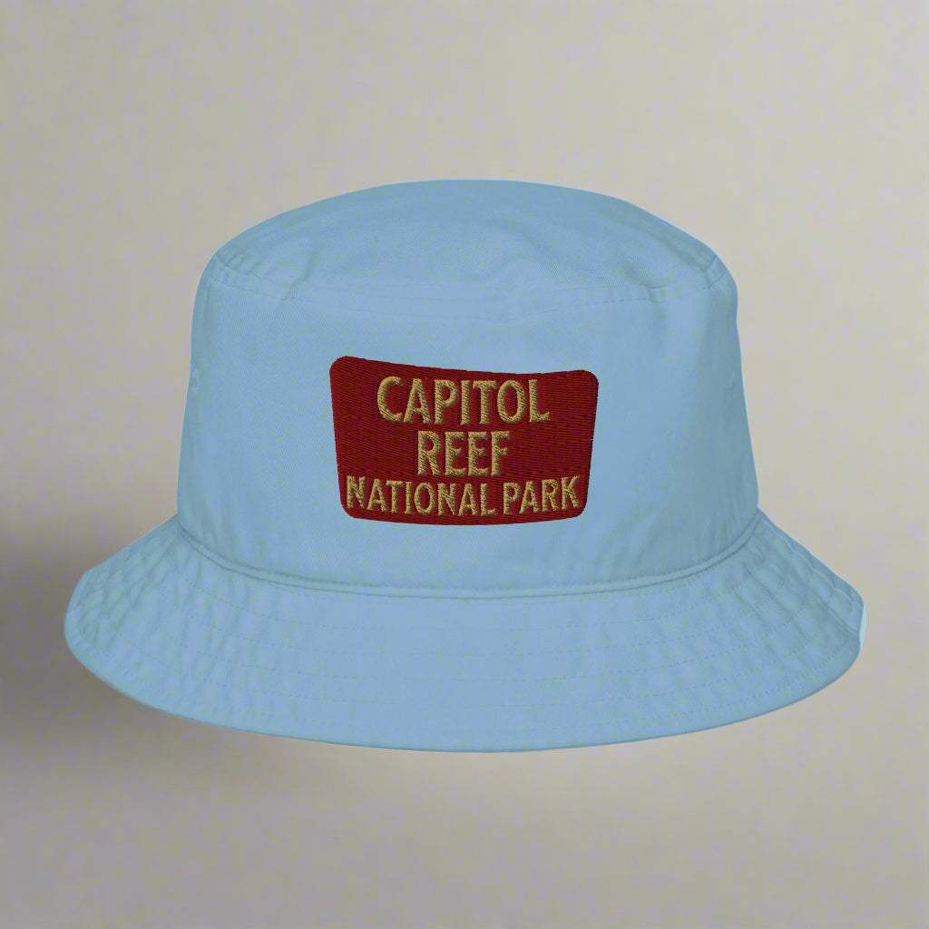 Capitol Reef National Park Sign Organic Cotton Embroidered Bucket Hat - MENLL