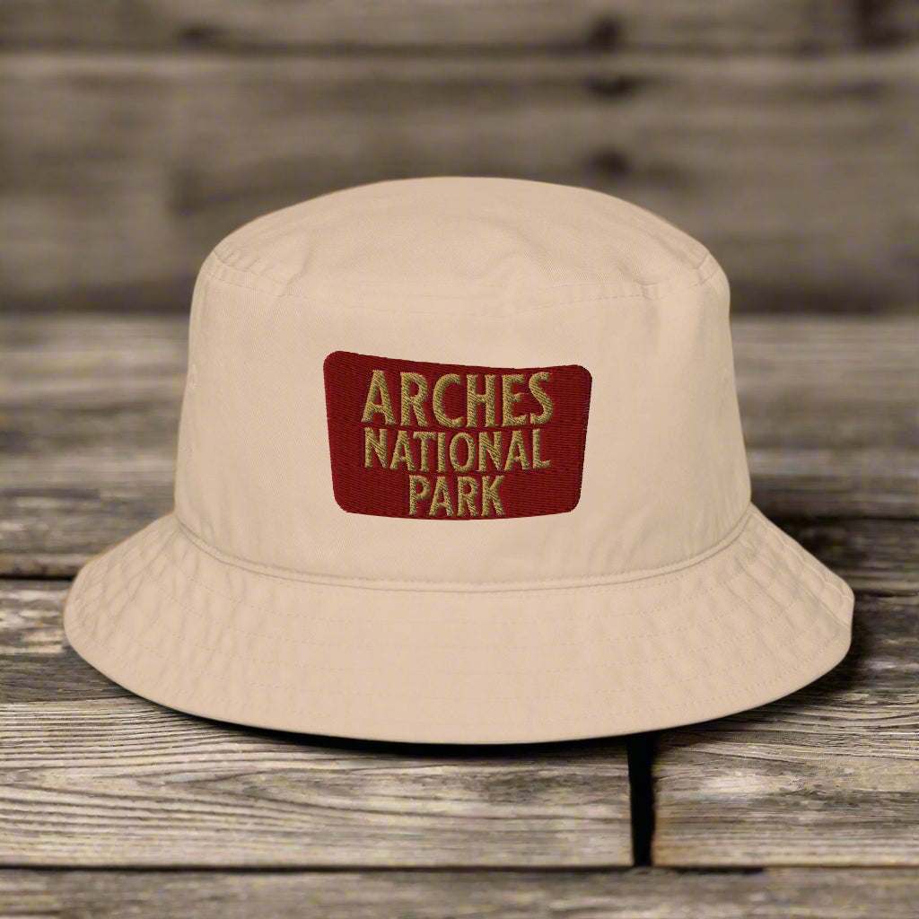 Arches National Park Sign Embroidered Organic Bucket Hat - MENLL