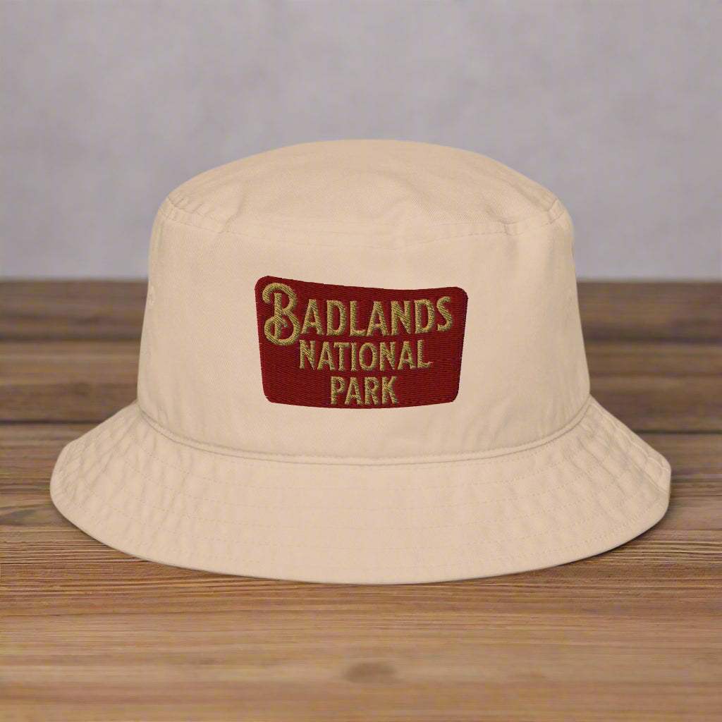 Badlands National Park Sign Embroidered Organic Bucket Hat - MENLL