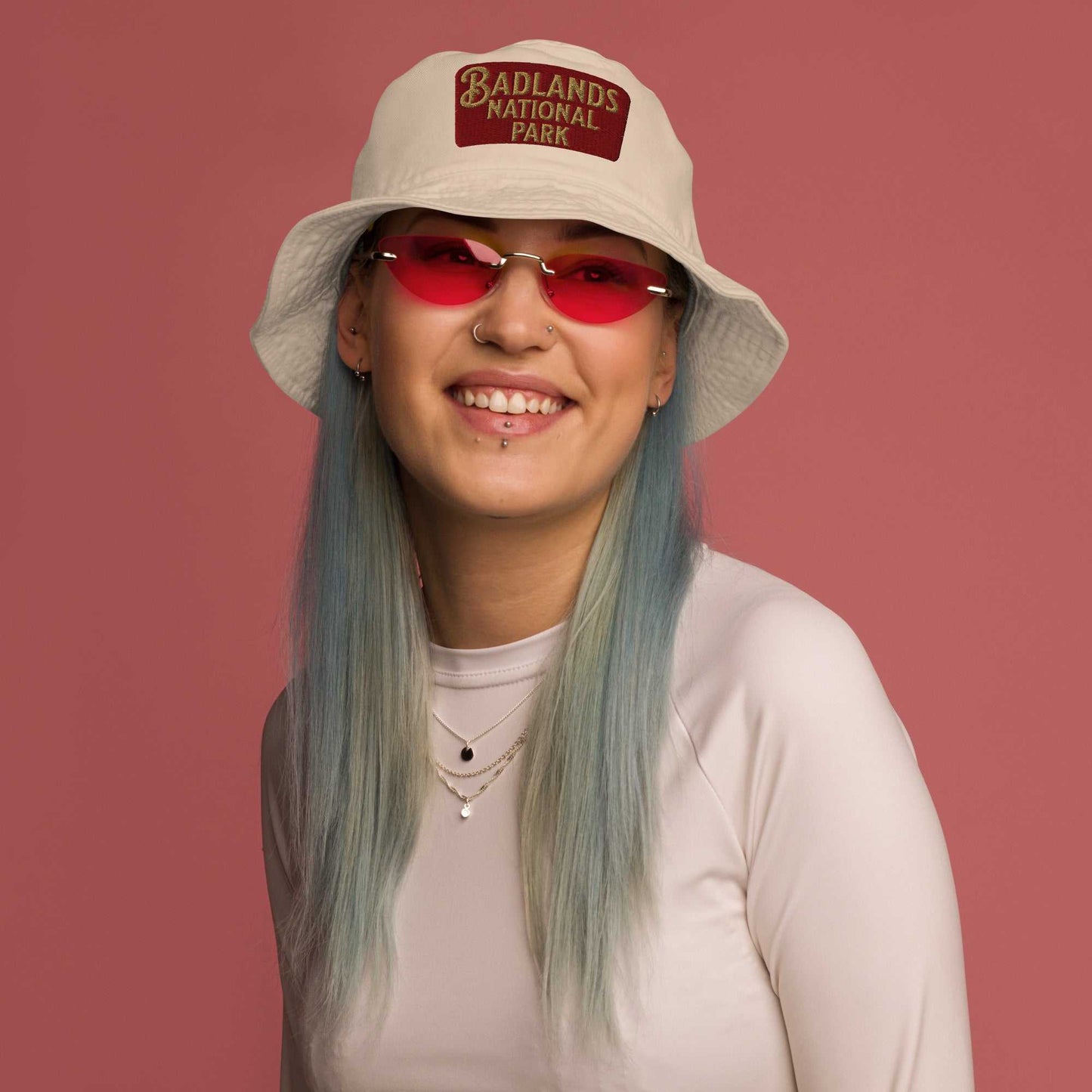 Badlands National Park Sign Embroidered Organic Bucket Hat - MENLL