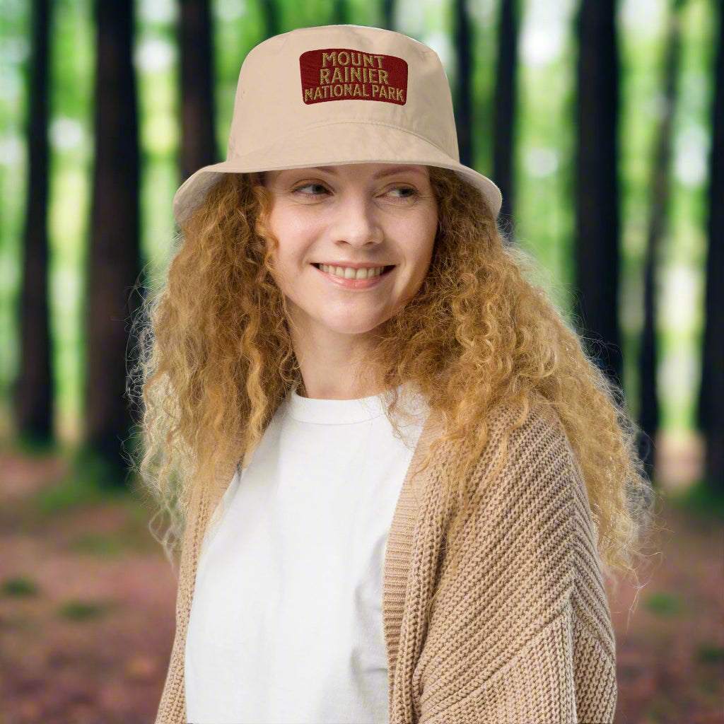 Mount Rainier National Park Sign Organic Bucket Hat - MENLL