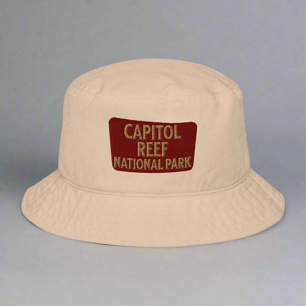 Capitol Reef National Park Sign Organic Cotton Embroidered Bucket Hat - MENLL