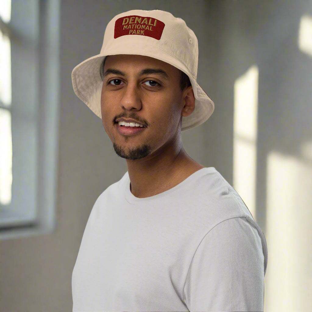 Denali National Park Sign Organic Embroidered Bucket Hat - MENLL