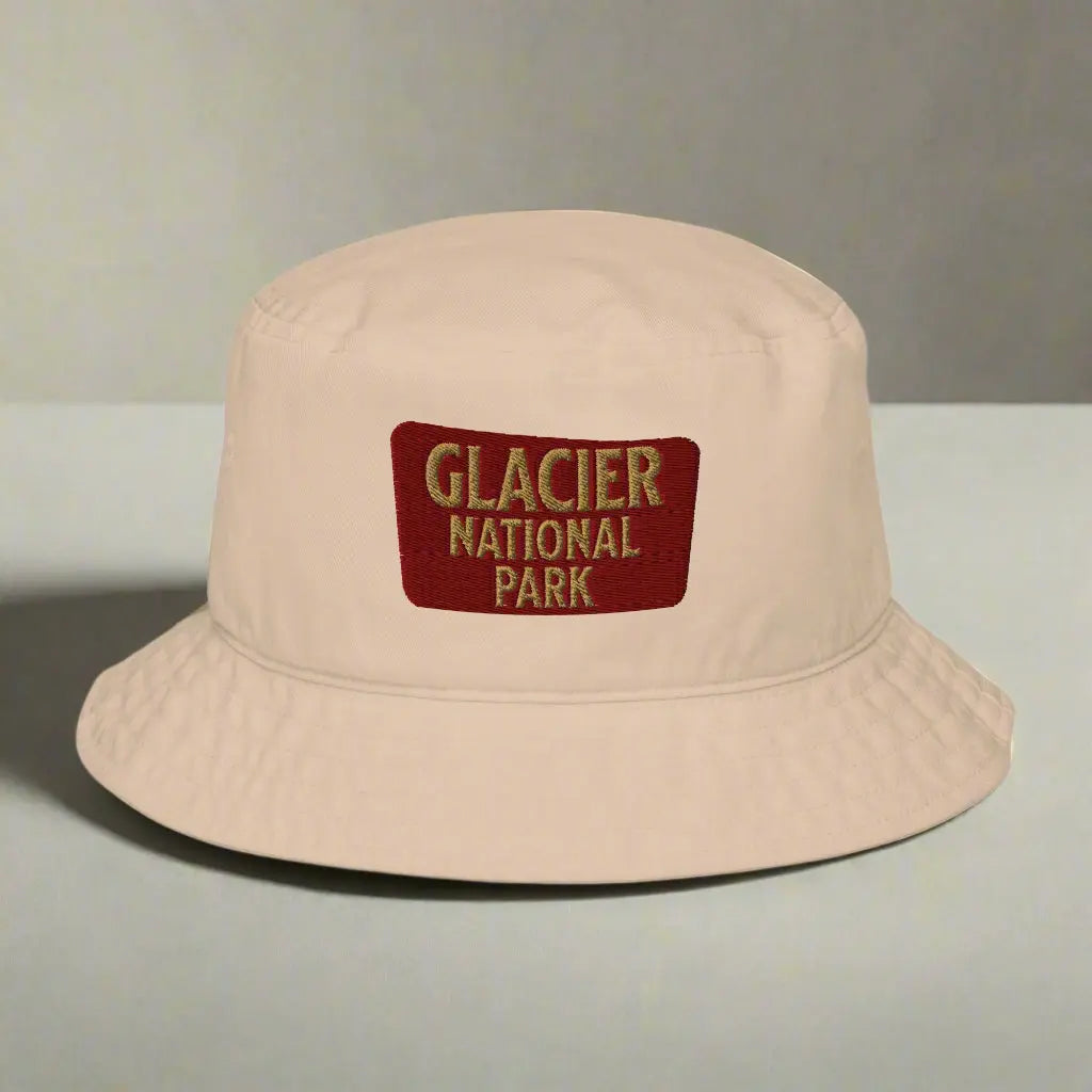 Glacier National Park Sign Organic Embroidered Bucket Hat Park Service Apparel