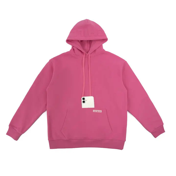 Zen Zip Chenille Applique Hoodie - Bermuda Pink chill life style