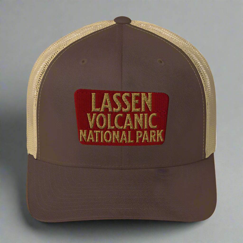 Lassen Volcanic National Park Sign Embroidered Trucker Hat - MENLL