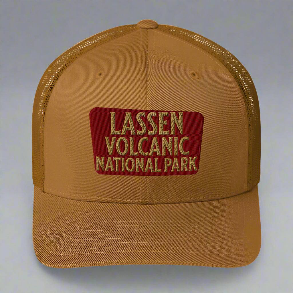 Lassen Volcanic National Park Sign Embroidered Trucker Hat - MENLL