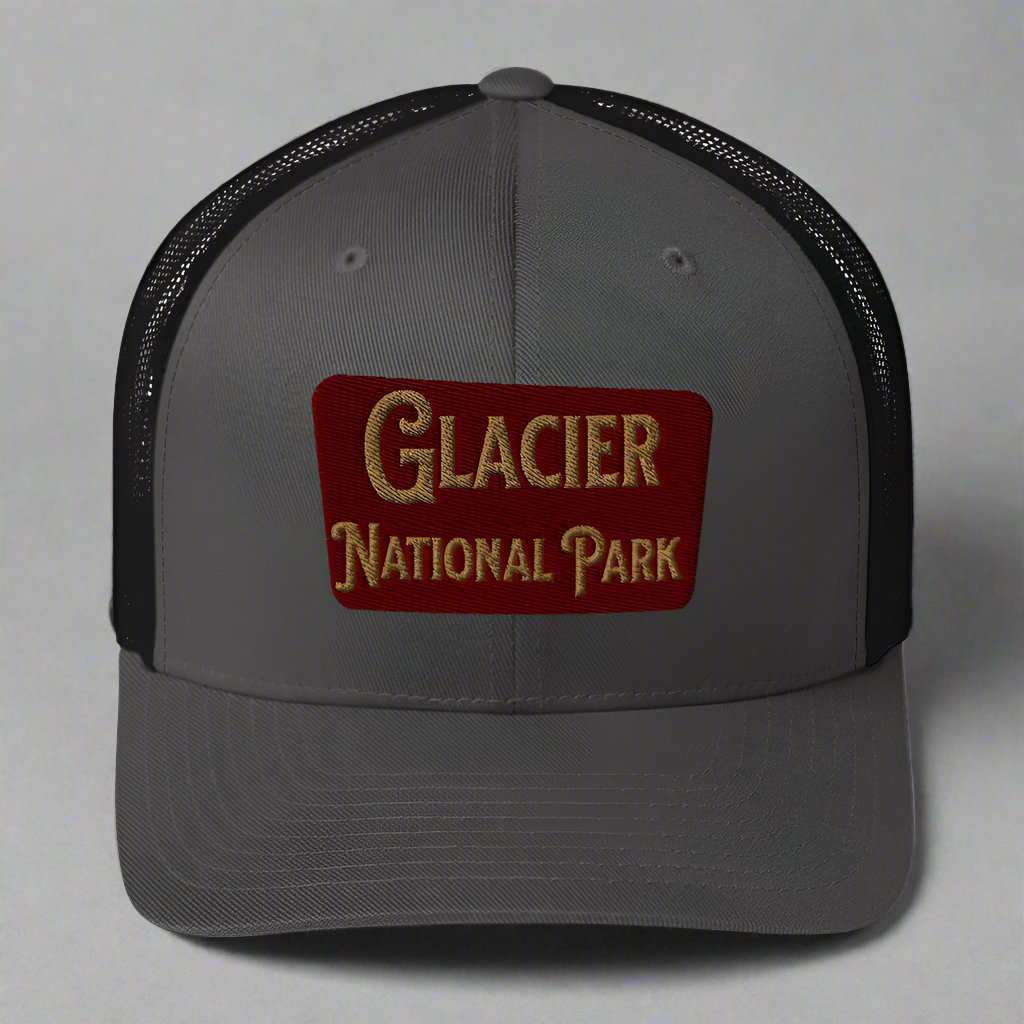 Glacier Embroidered National Park Sign Trucker Hat - MENLL
