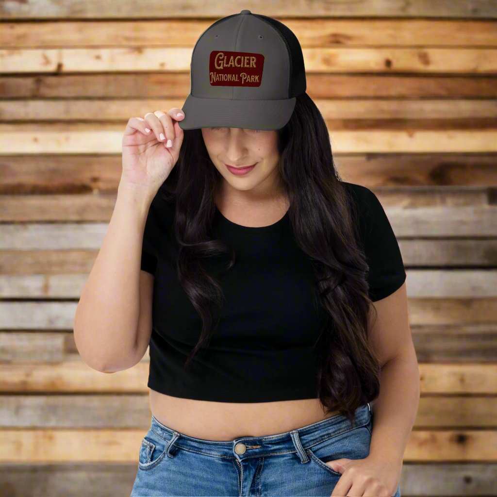 Glacier Embroidered National Park Sign Trucker Hat - MENLL