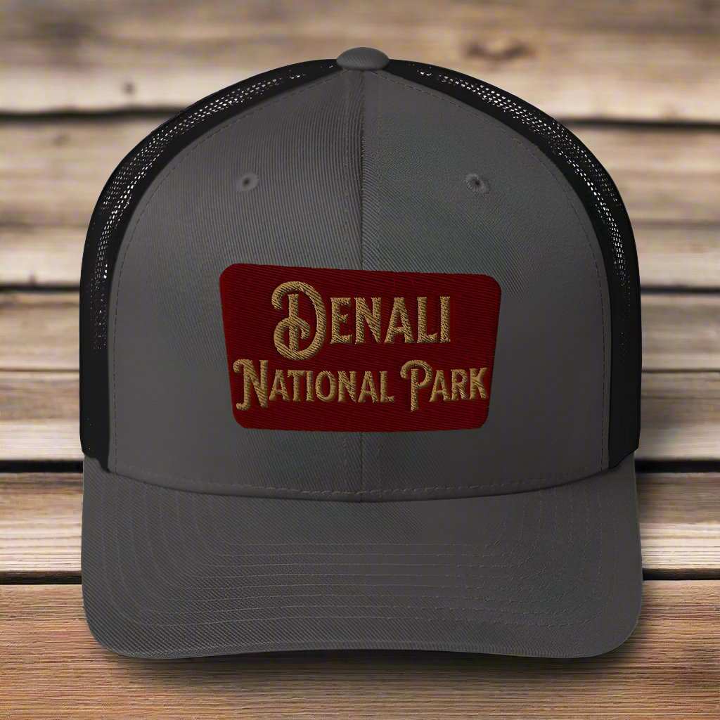 Denali National Park Sign Embroidered Trucker Hat - MENLL