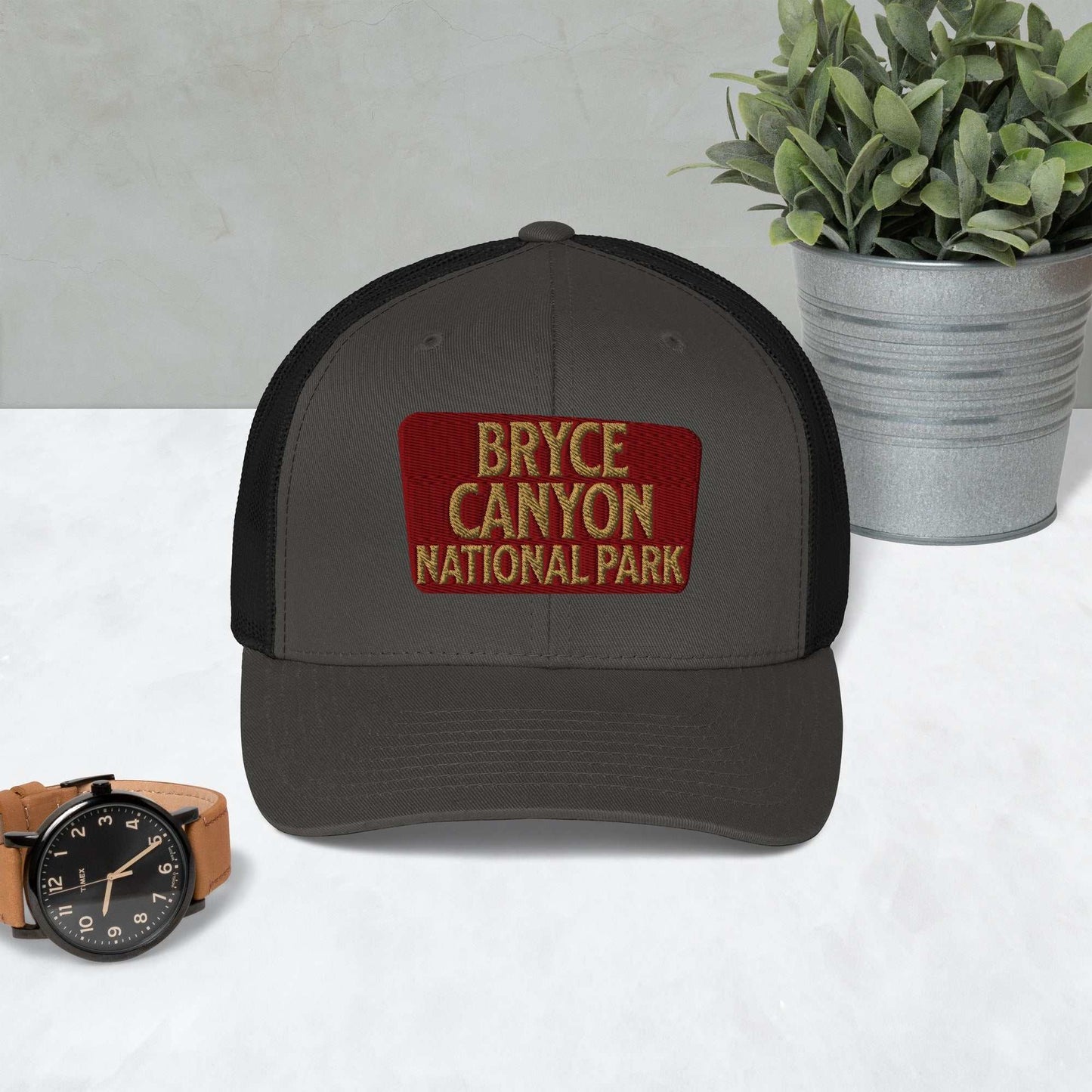 Bryce Canyon National Park Sign Embroidered Trucker Hat - MENLL