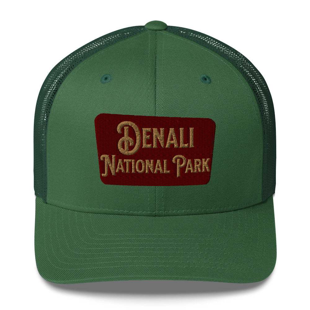 Denali National Park Sign Embroidered Trucker Hat - MENLL