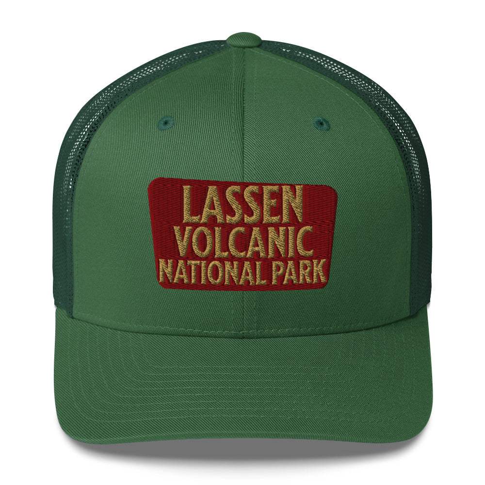 Lassen Volcanic National Park Sign Embroidered Trucker Hat - MENLL