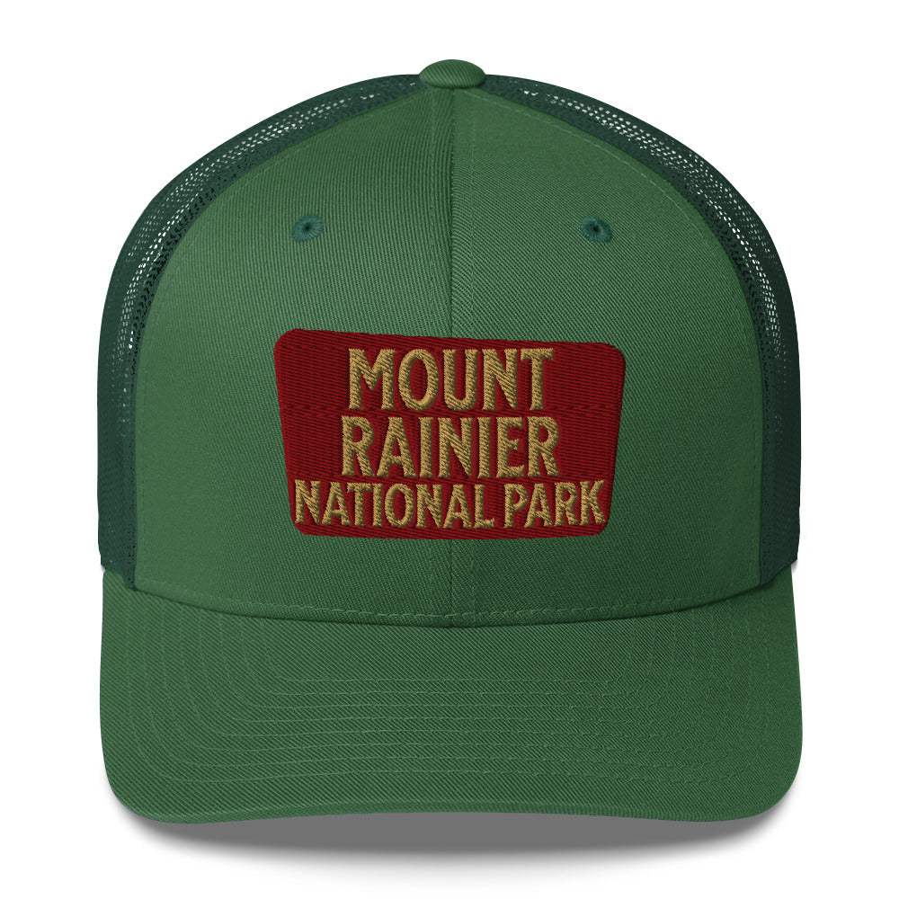Mount Rainier National Park Sign Embroidered Trucker Hat - MENLL