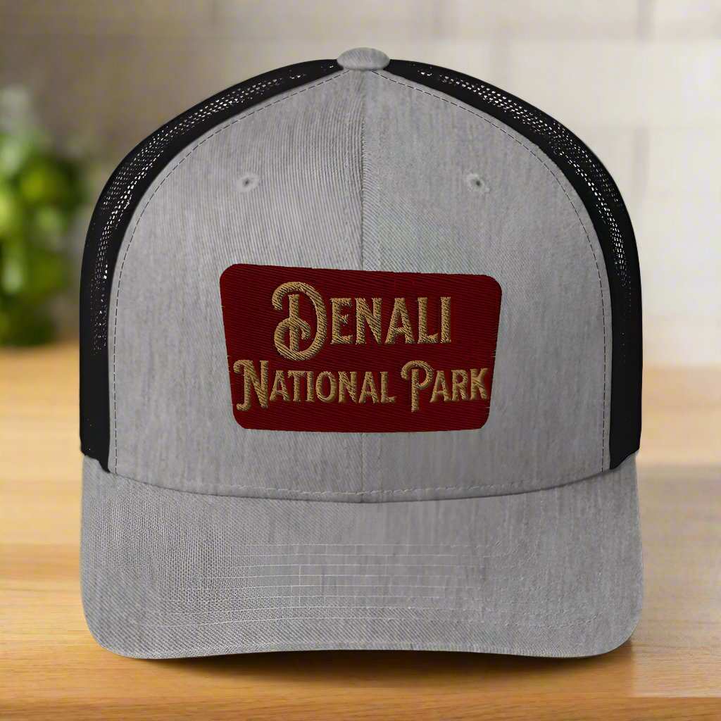 Denali National Park Sign Embroidered Trucker Hat - MENLL