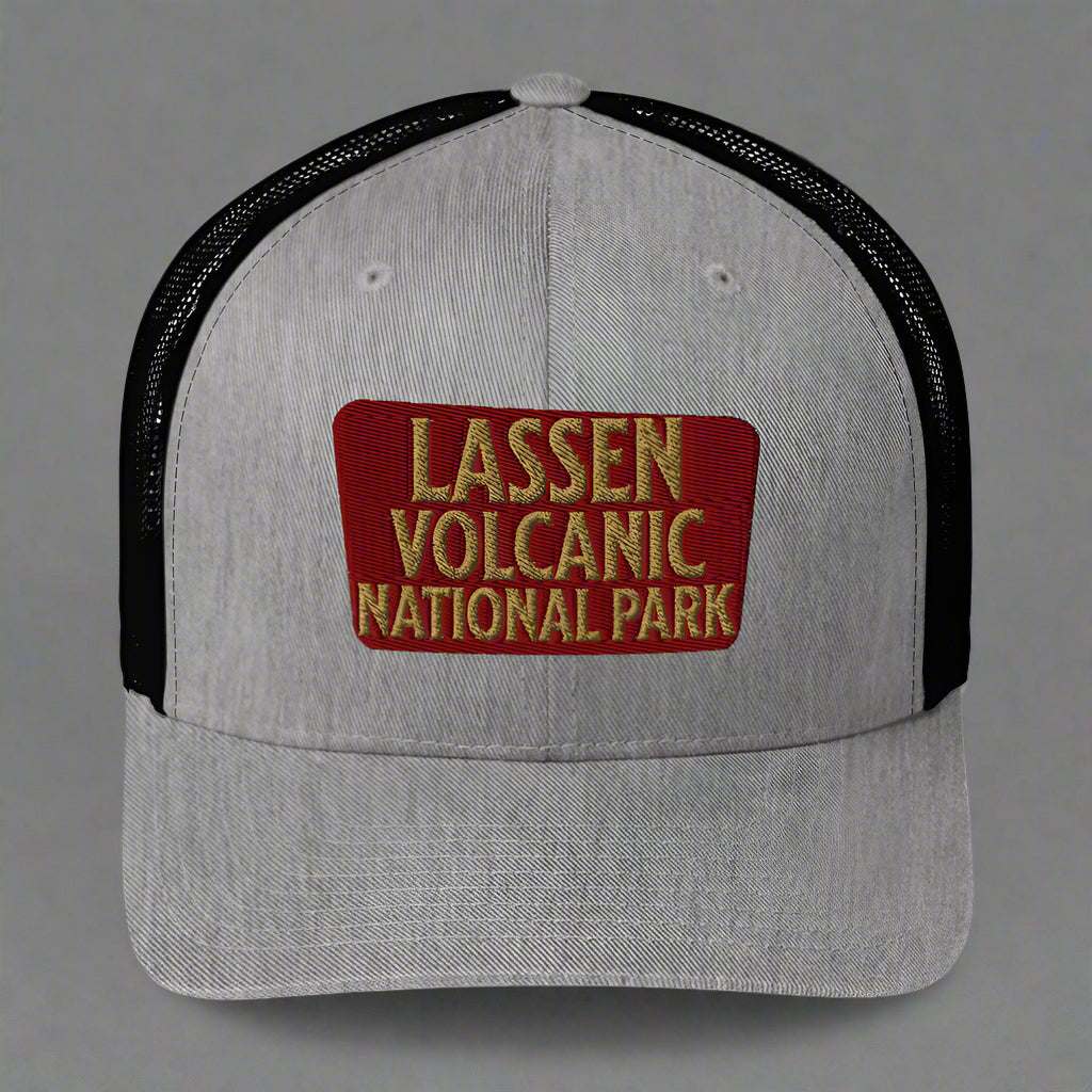 Lassen Volcanic National Park Sign Embroidered Trucker Hat - MENLL
