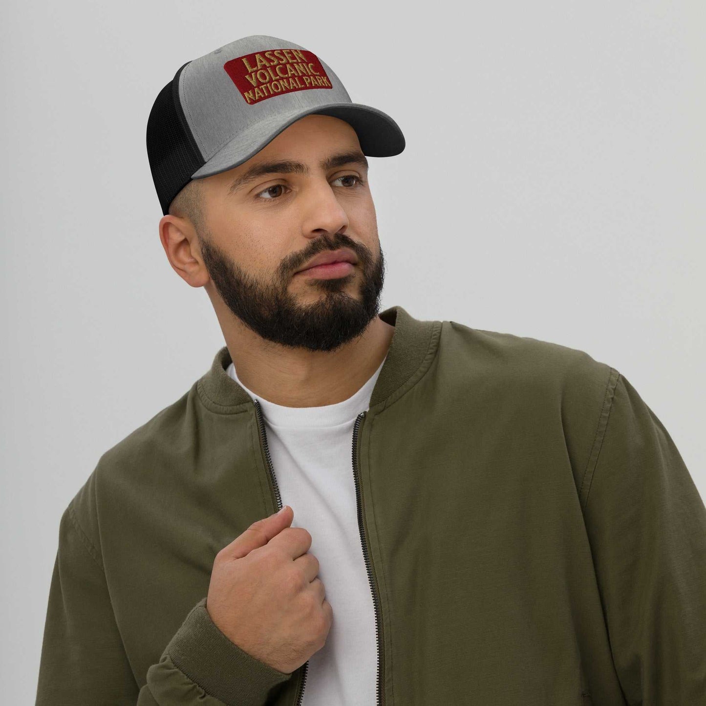 Lassen Volcanic National Park Sign Embroidered Trucker Hat - MENLL