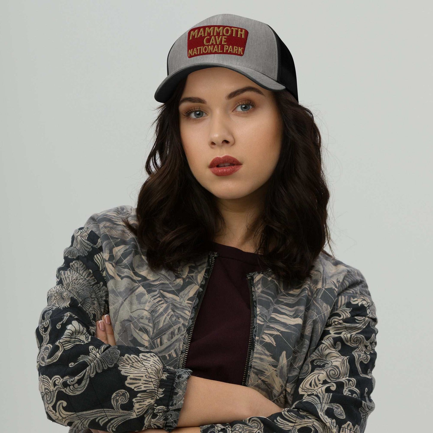 Mammoth Cave National Park Sign Embroidered Trucker Hat - MENLL