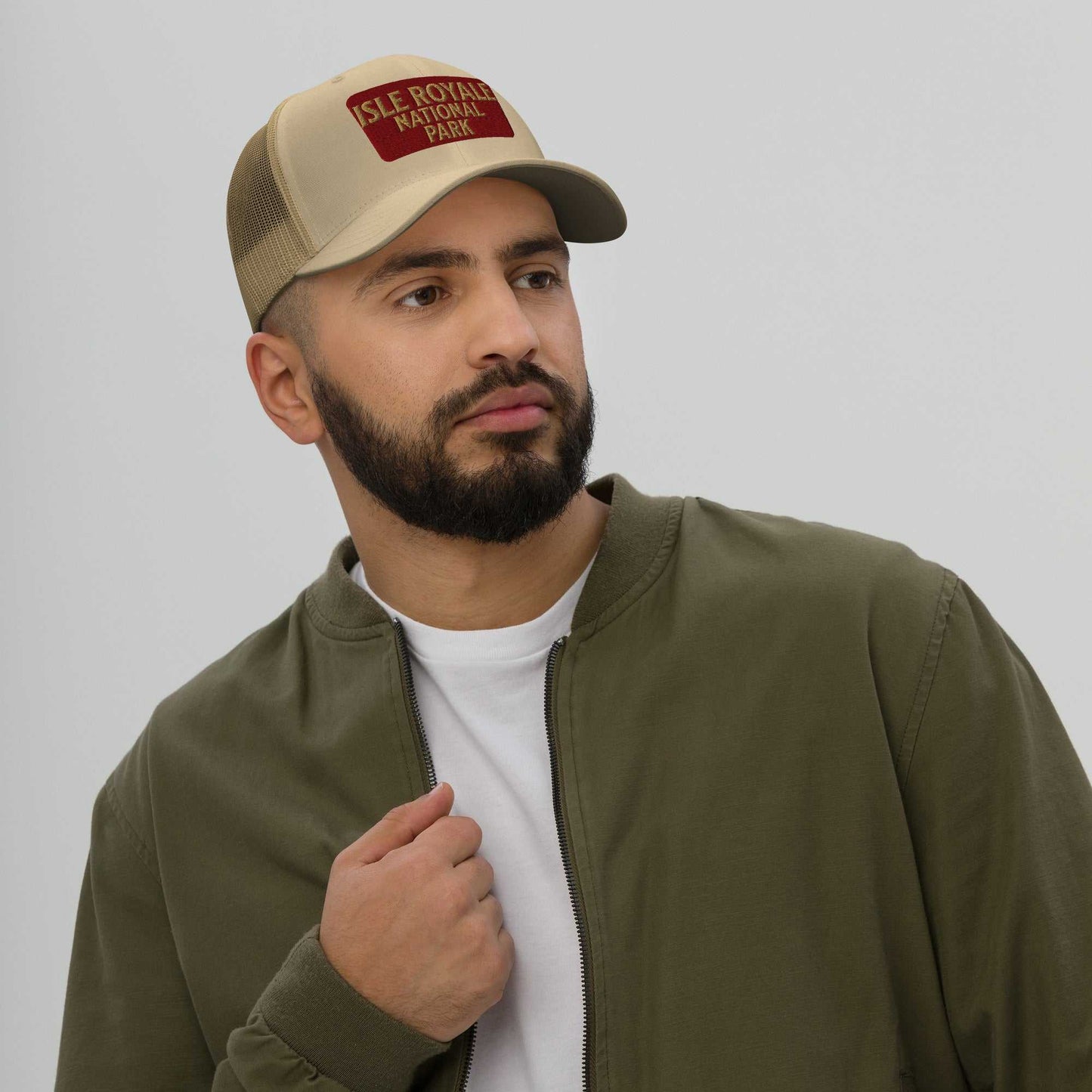 Isle Royale National Park Sign Embroidered Trucker Hat - MENLL