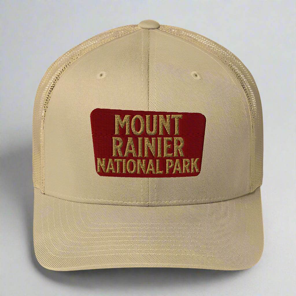 Mount Rainier National Park Sign Embroidered Trucker Hat - MENLL