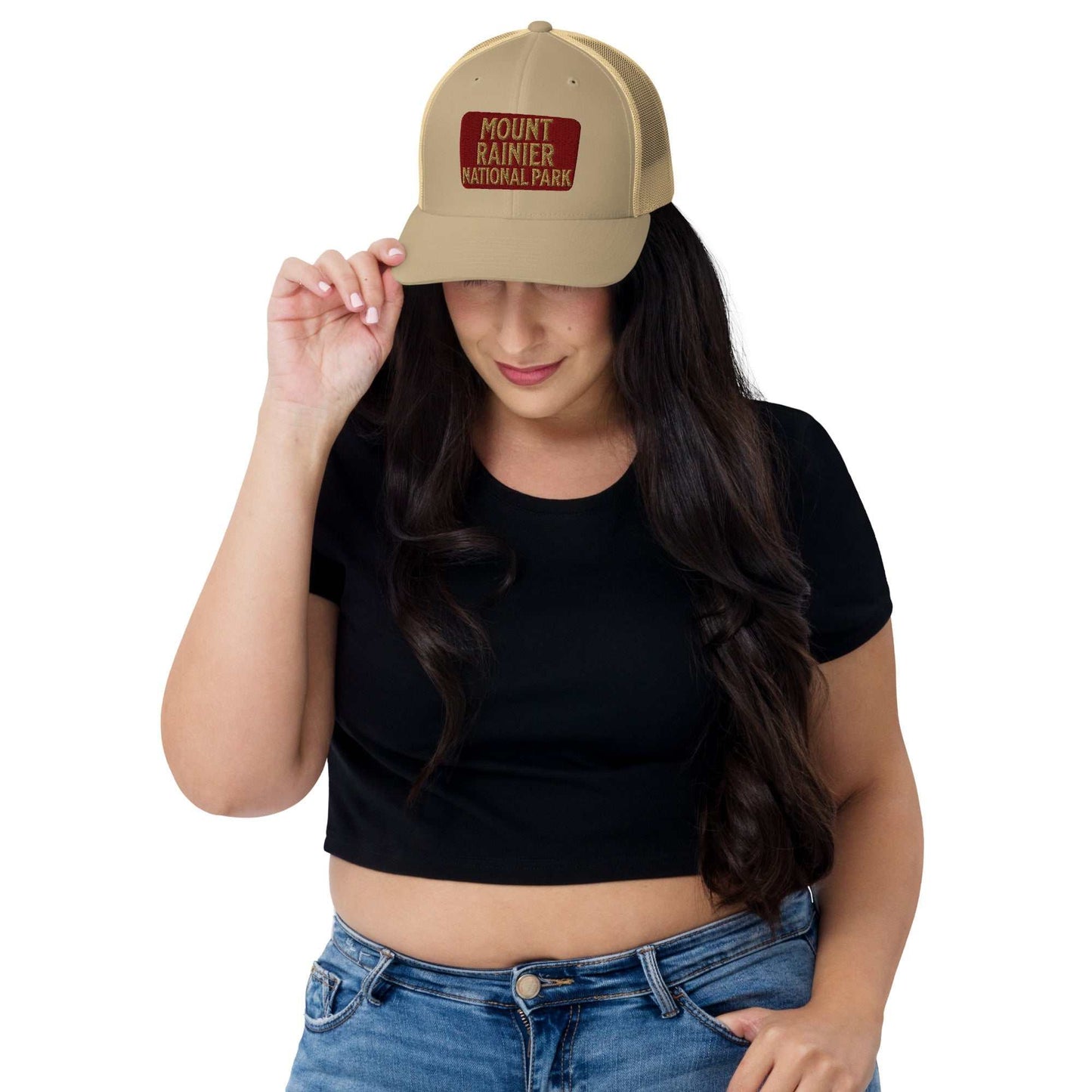 Mount Rainier National Park Sign Embroidered Trucker Hat - MENLL