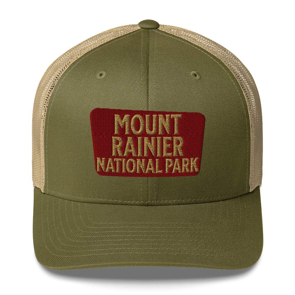 Mount Rainier National Park Sign Embroidered Trucker Hat - MENLL
