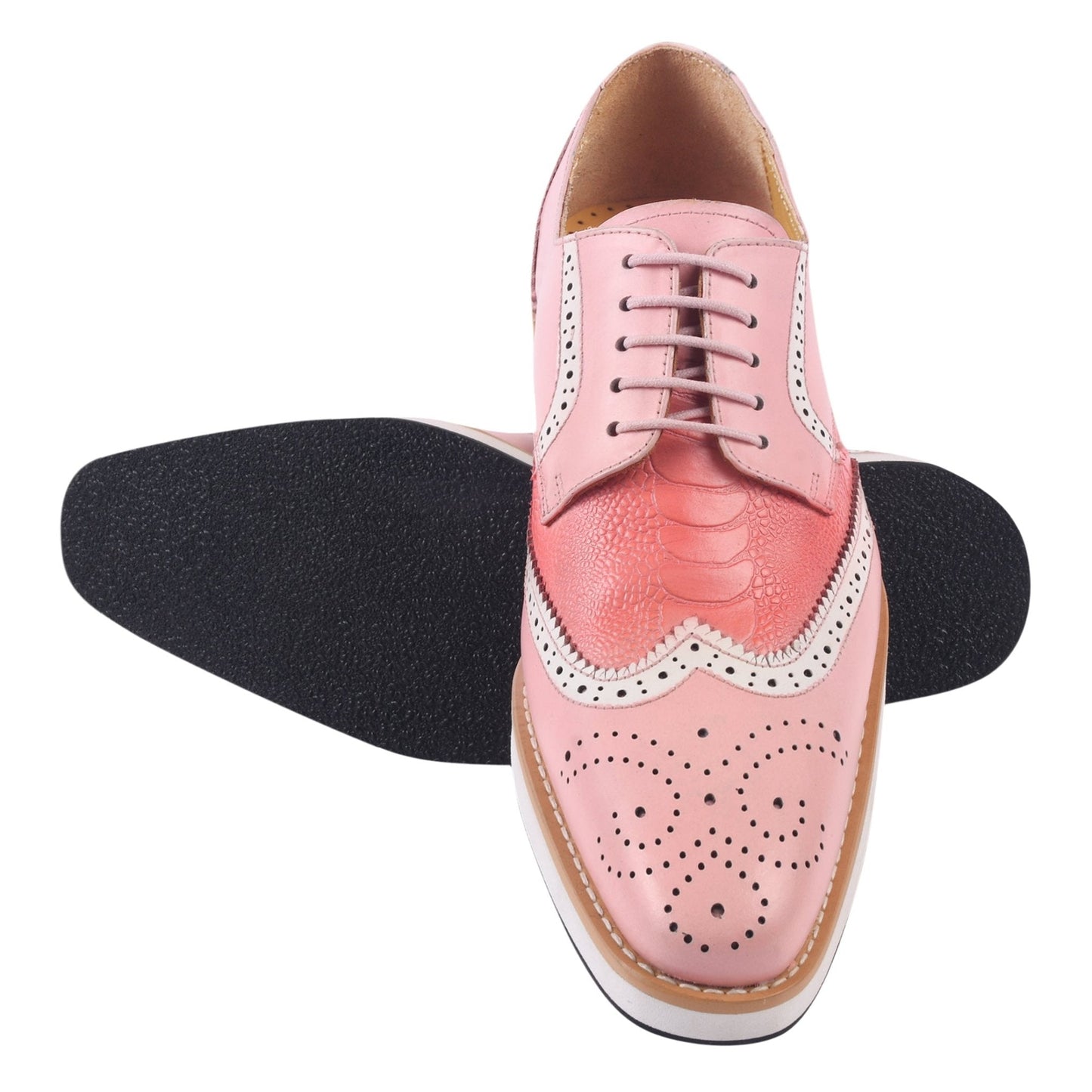 Roy Ostrich Leather Perforated toe Casual Oxford Dress Shoes