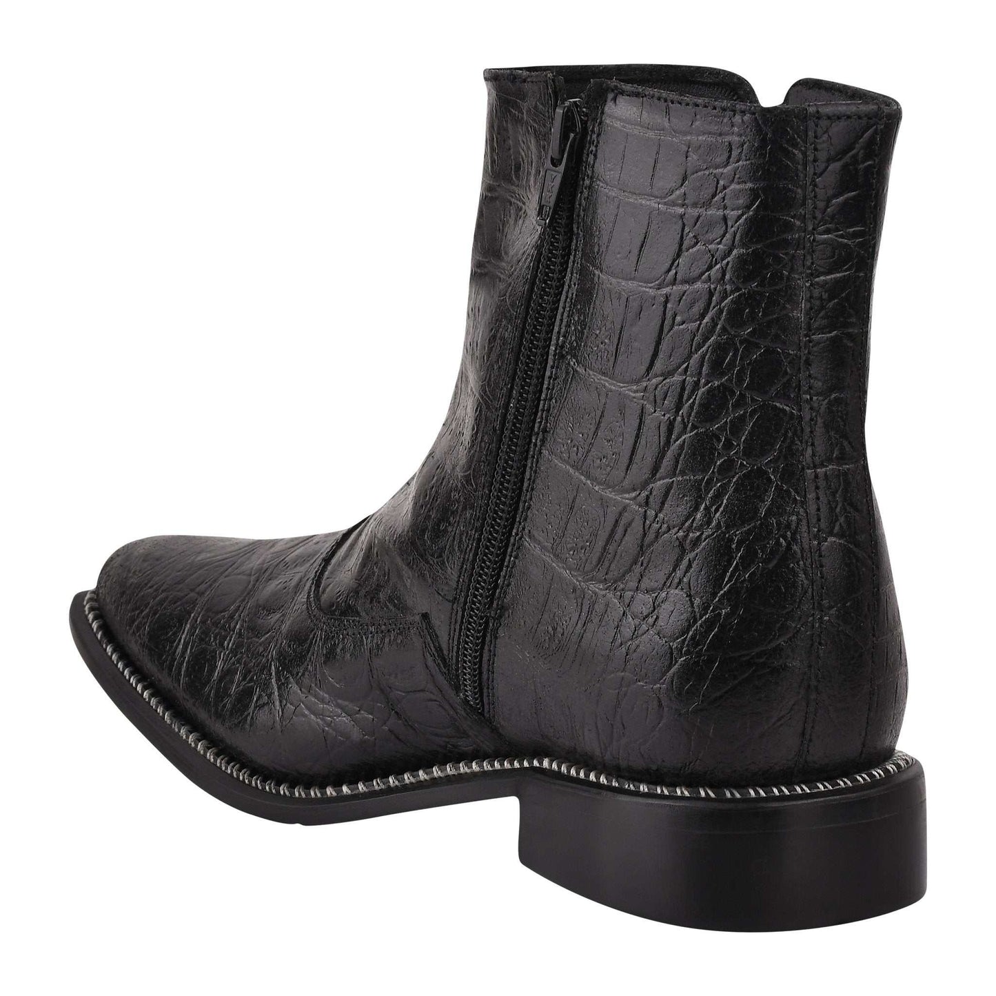 SANDRA Leather Ankle Length Side Zip Up Boots - MENLL