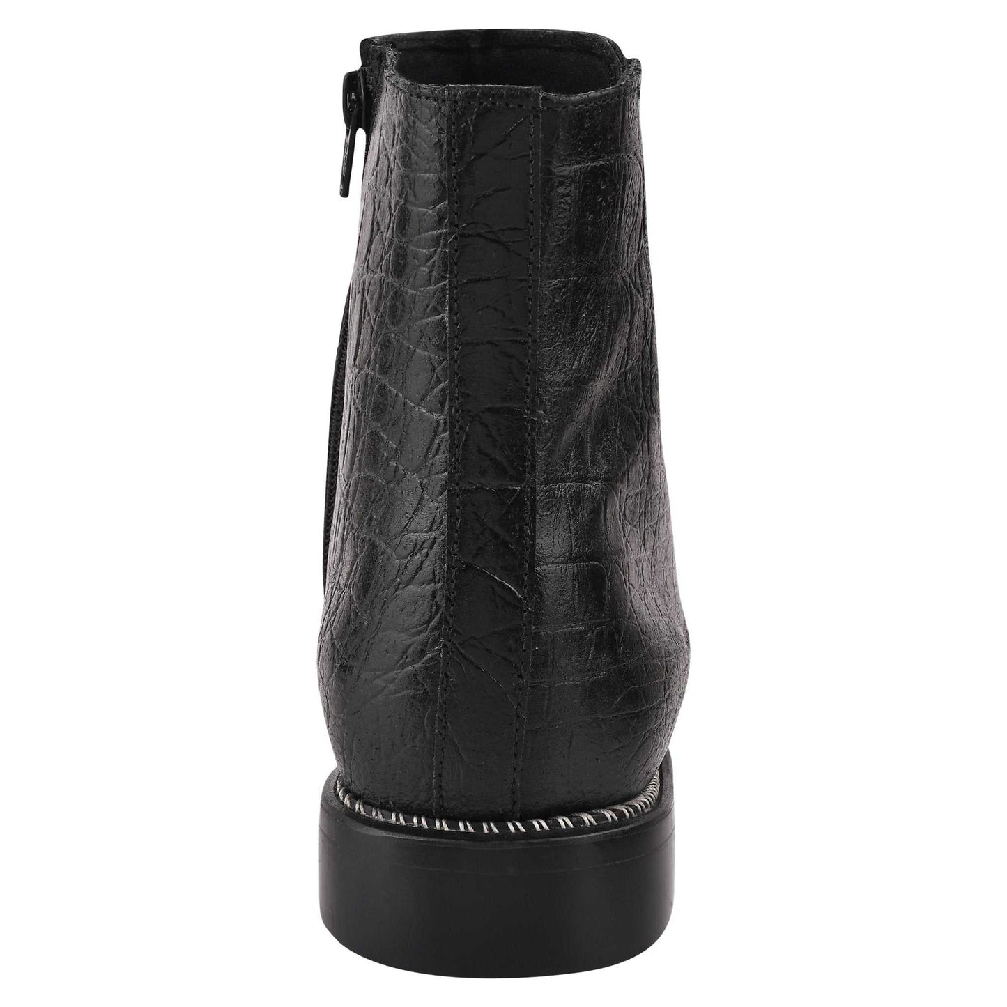 SANDRA Leather Ankle Length Side Zip Up Boots - MENLL