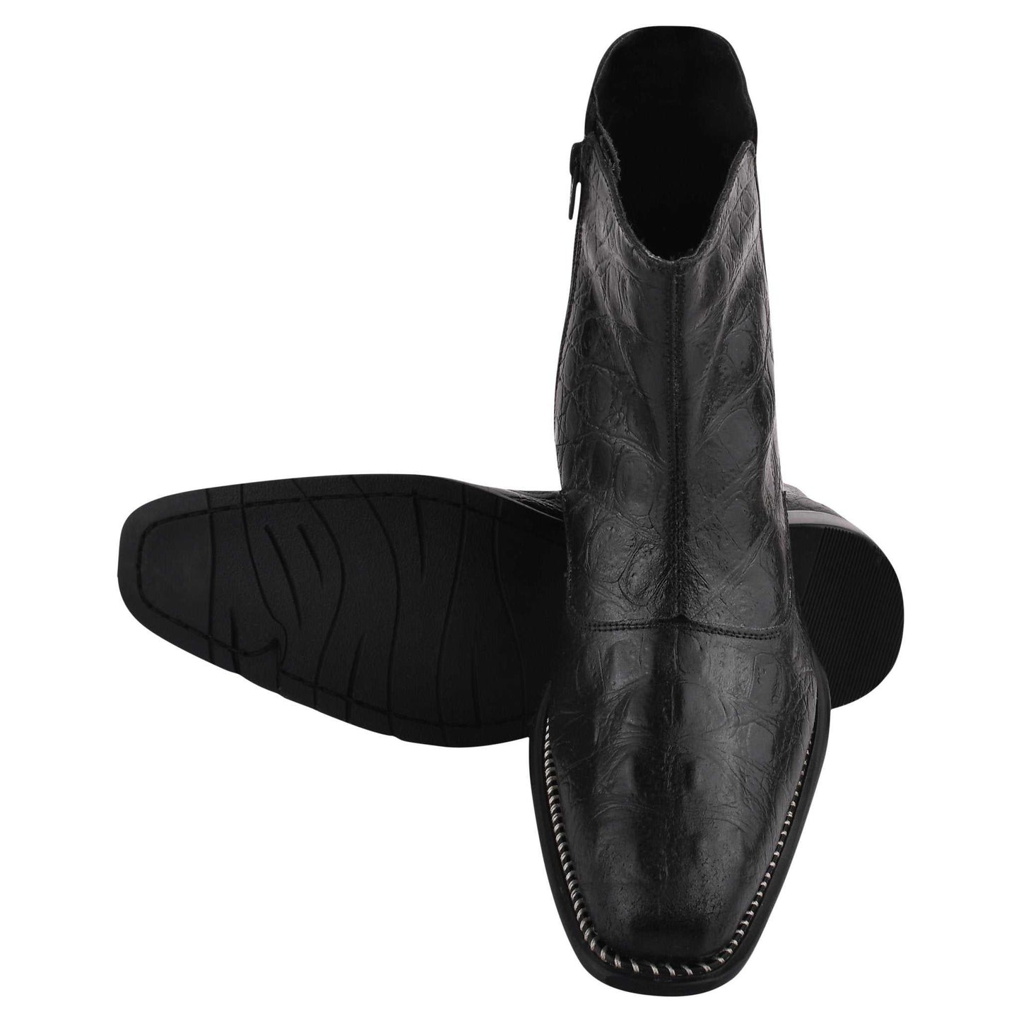 SANDRA Leather Ankle Length Side Zip Up Boots - MENLL