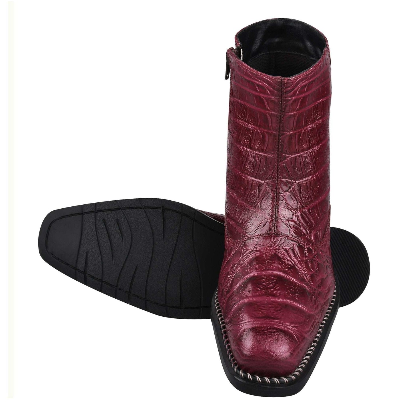 SANDRA Leather Ankle Length Side Zip Up Boots - MENLL