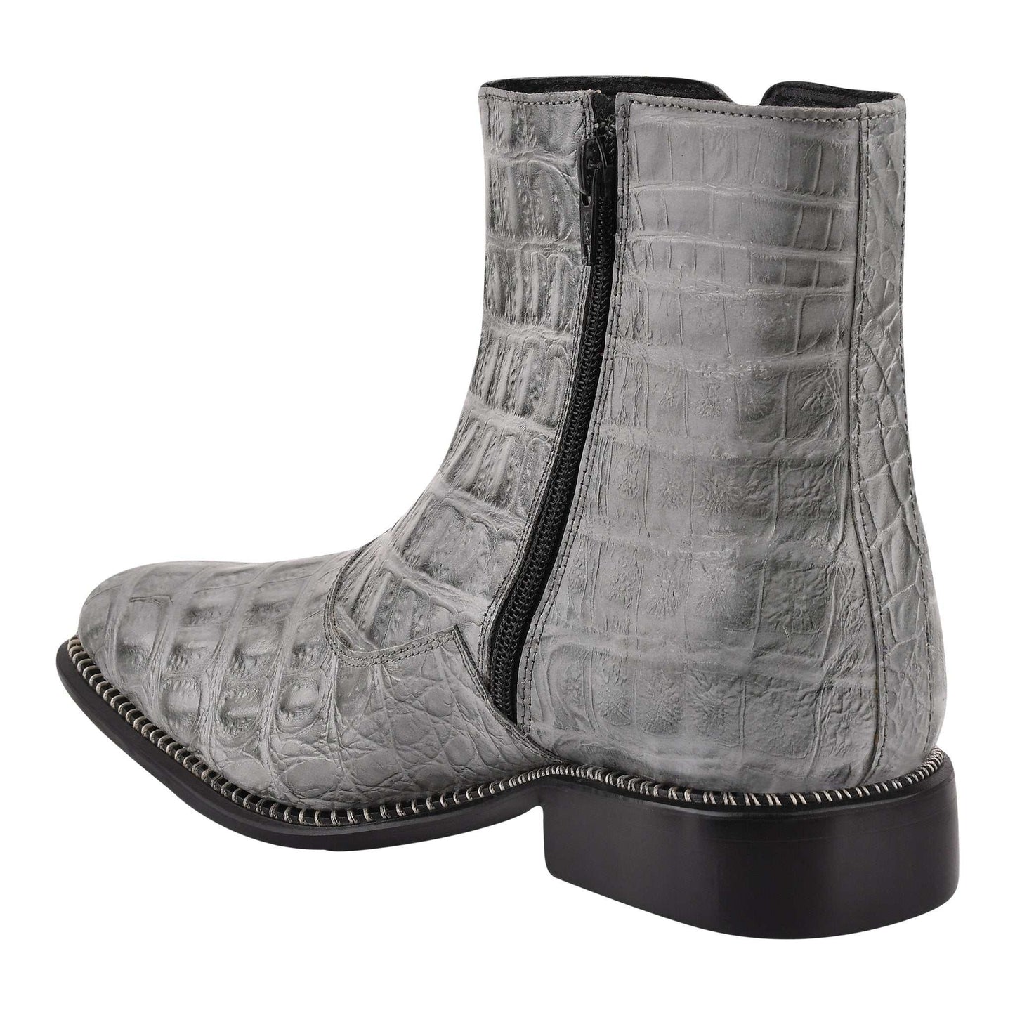 SANDRA Leather Ankle Length Side Zip Up Boots - MENLL