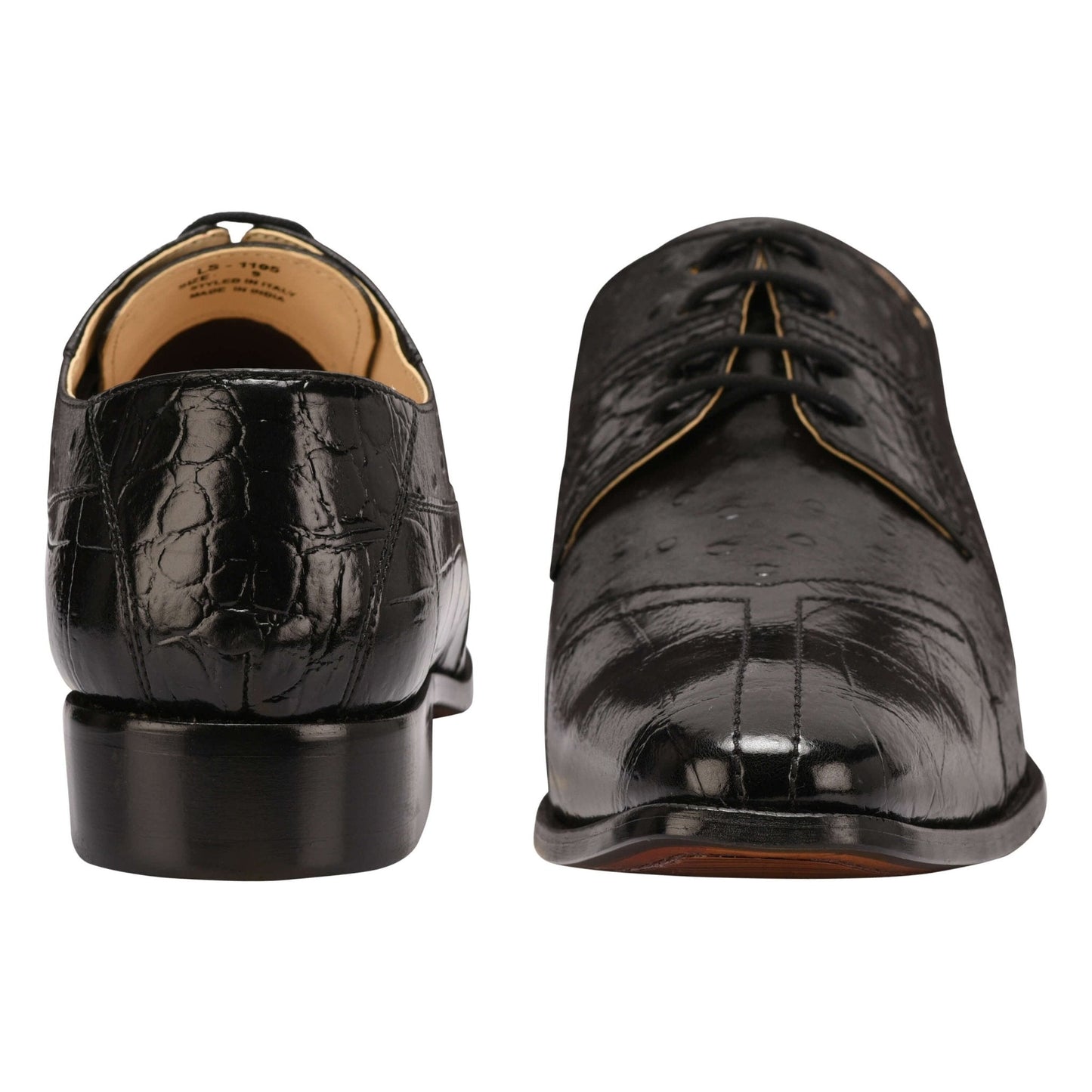Sassy Crocodile Ostrich Print Lace-Up Dress Shoes