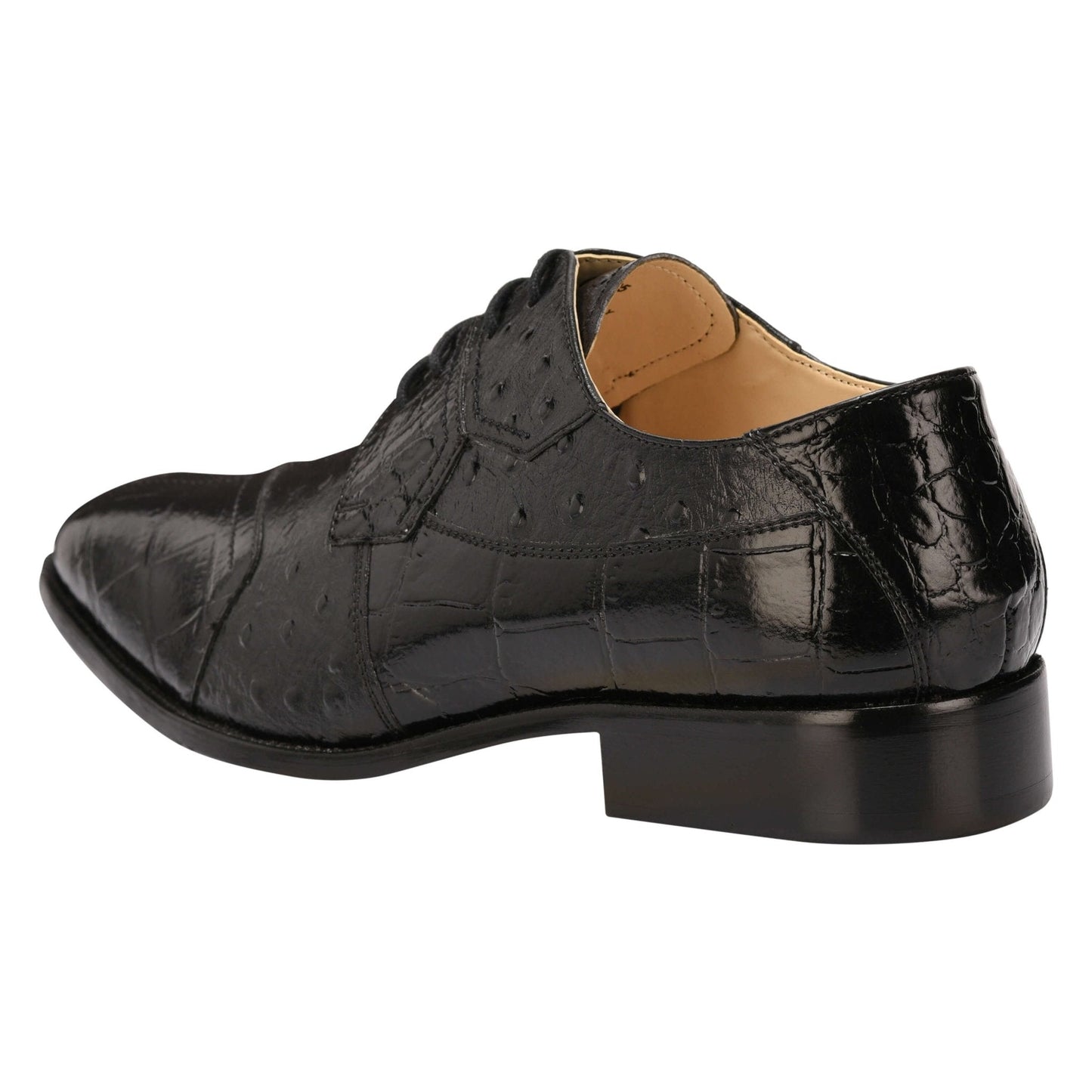 Sassy Crocodile Ostrich Print Lace-Up Dress Shoes
